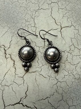 925 Sterling Silver Navajo Drop Earrings with Rope Detail